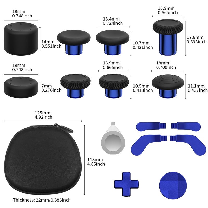 CHARM FOCUS 16-in-1 Metal Thumbsticks Replacement Kits for Xbox Elite Series 2, Xbox Elite 2 Controller Accessories, Includes Magnetic Joysticks, Paddles, Silicone Caps, D-Pads, 1 Tool (Cobalt Blue) - Image 2